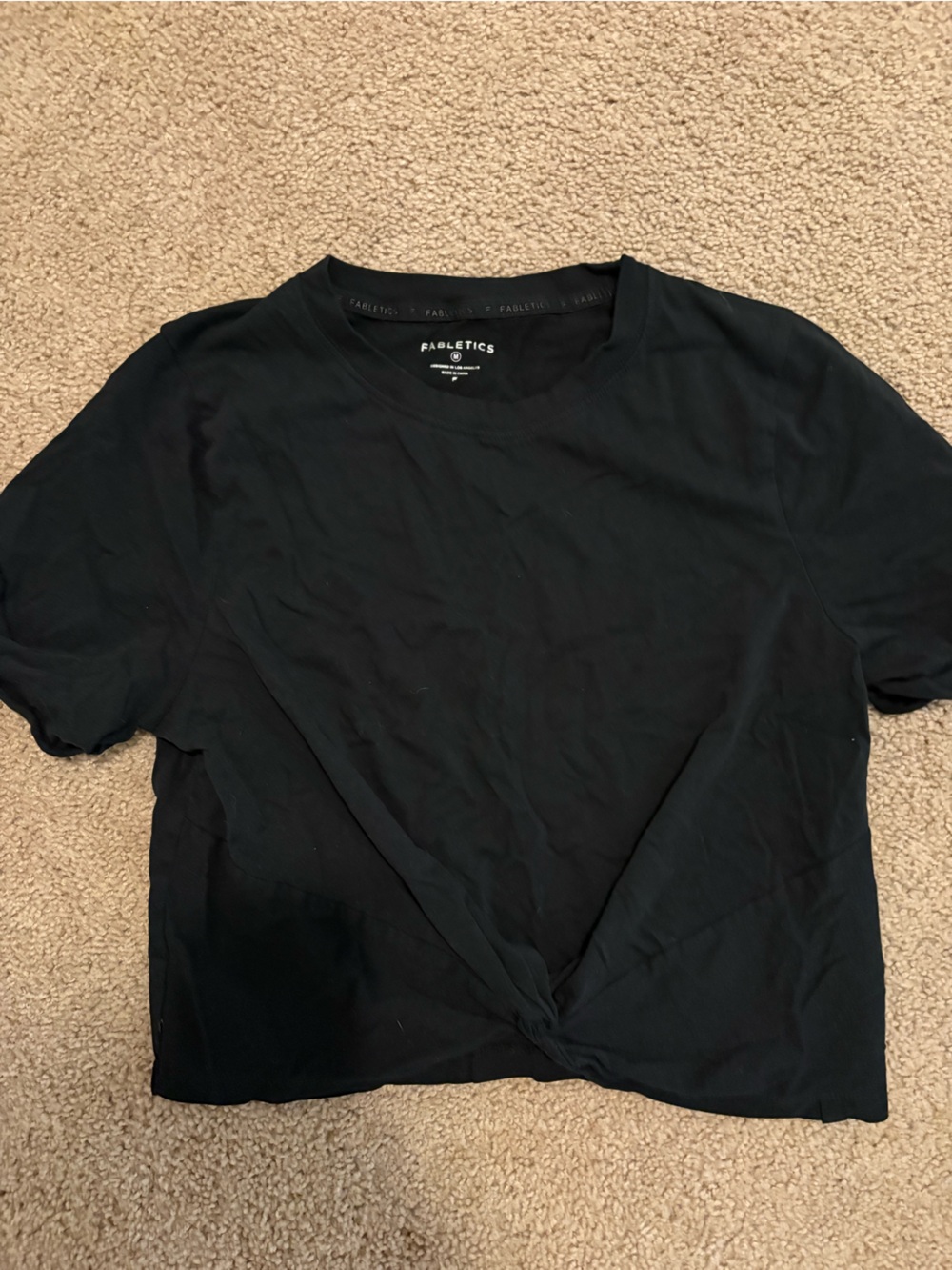 Fabletics Black Short-Sleeve Twist-Knot Tee